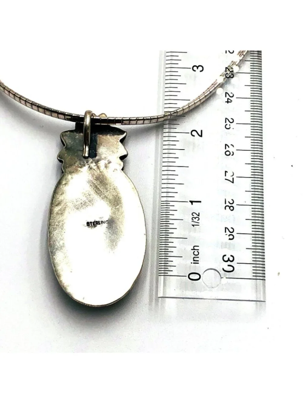 Southwest Necklace Sterling Silver Rhodonite Pendant 16 Inch 60 Gram